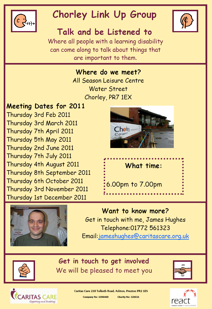 Dates of the Chorley Link Up Group Meetings for 2011