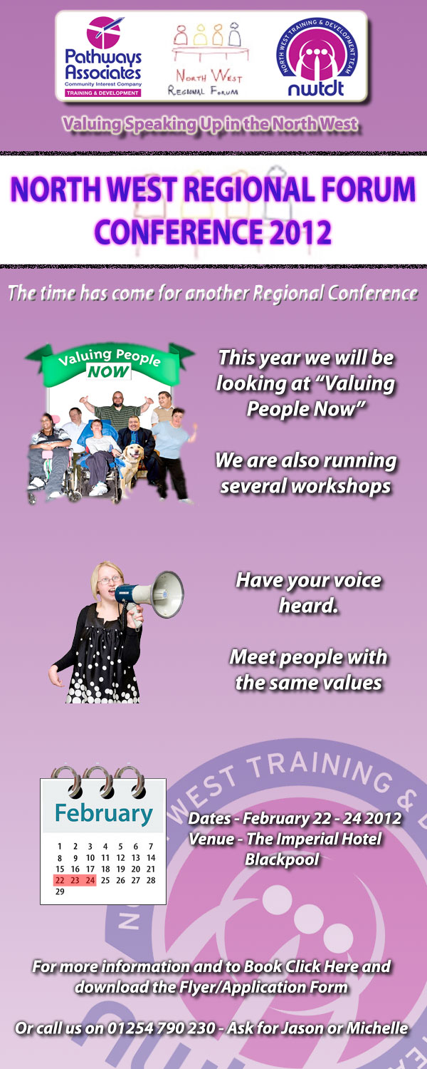 Conference organised by NWTDT for Self Advocates across the North West