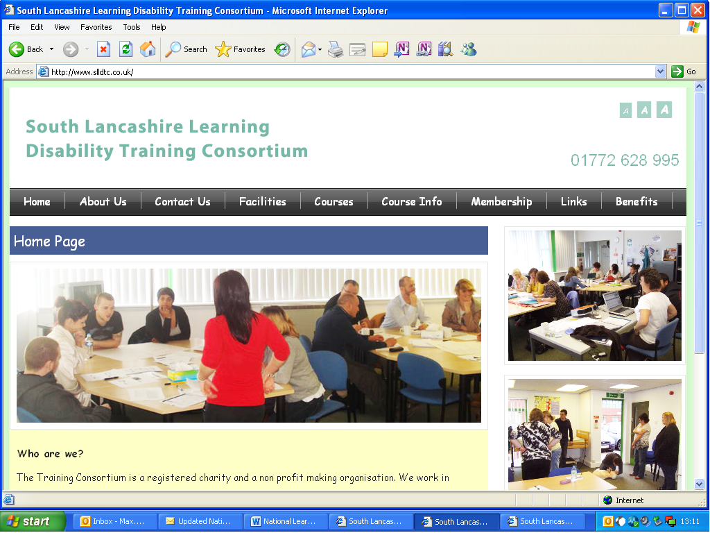 South Lancashire Learning Disability Training Consortium Website Screengrab. Click here to go through to the website.